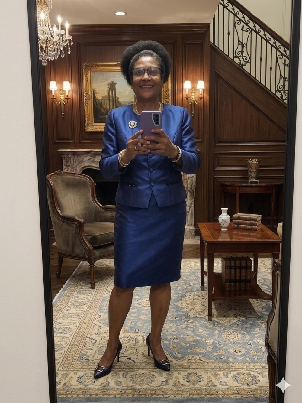 Tally Taylor Royal Blue Skirt Suit Set with Beaded Trim - Size 16